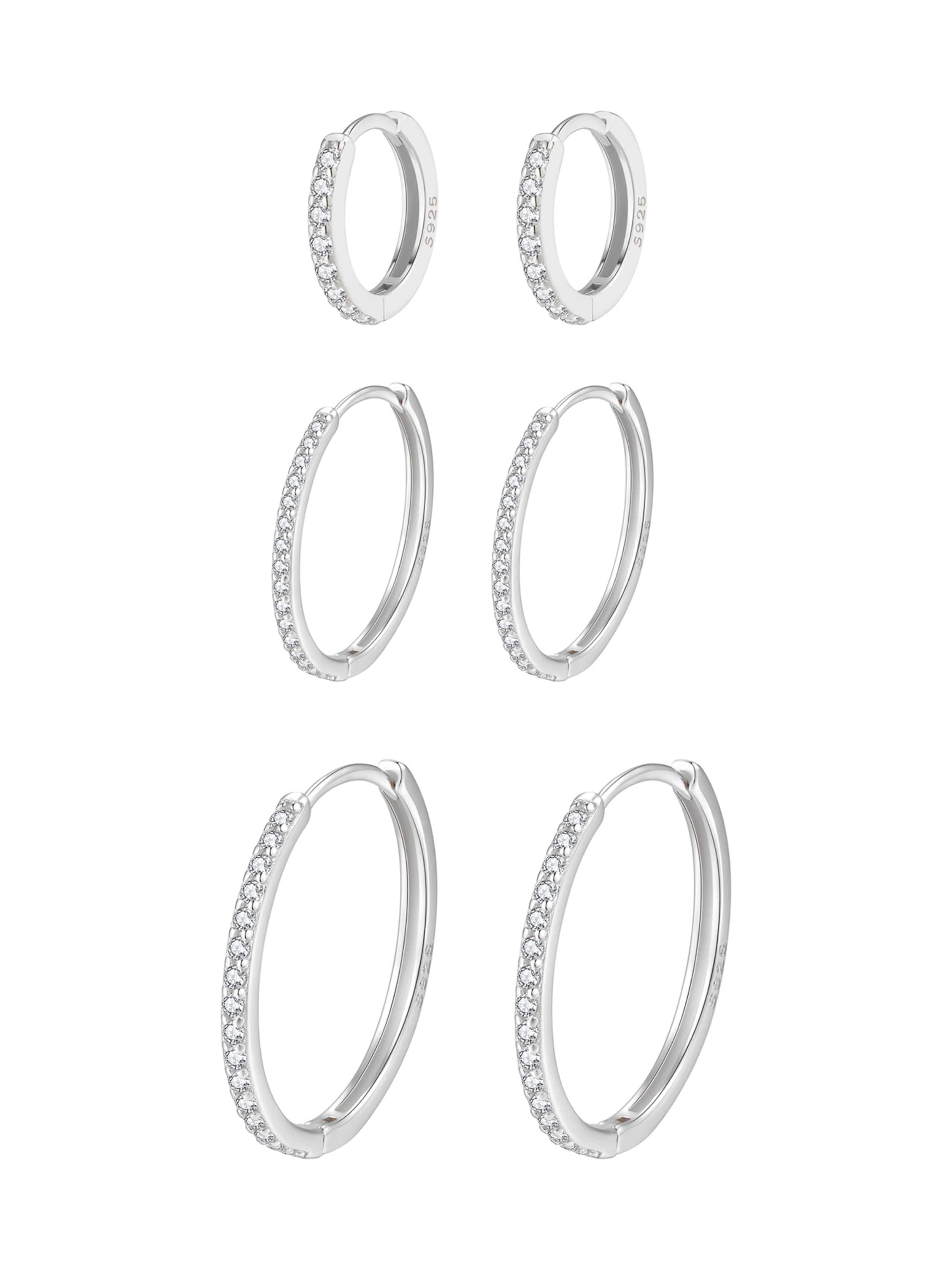 Orecchini 'Clear Trio' di Hey Happiness in argento: frontale