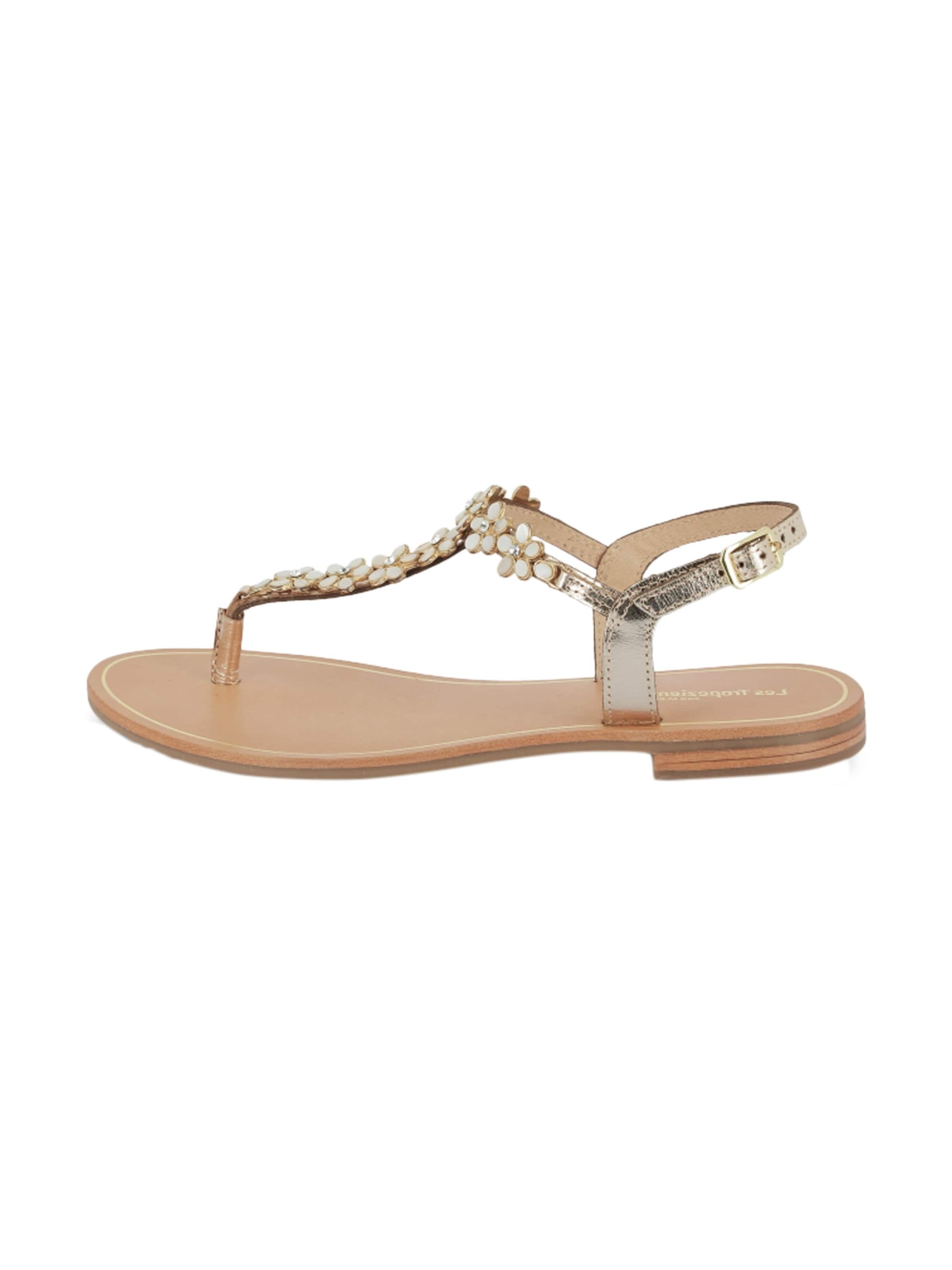 Les Tropéziennes Sandal 'Flache Ledersandale Hofleur' in Gold: front