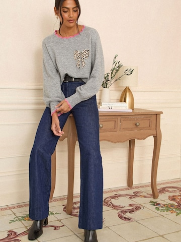 Pull-over love & roses en gris