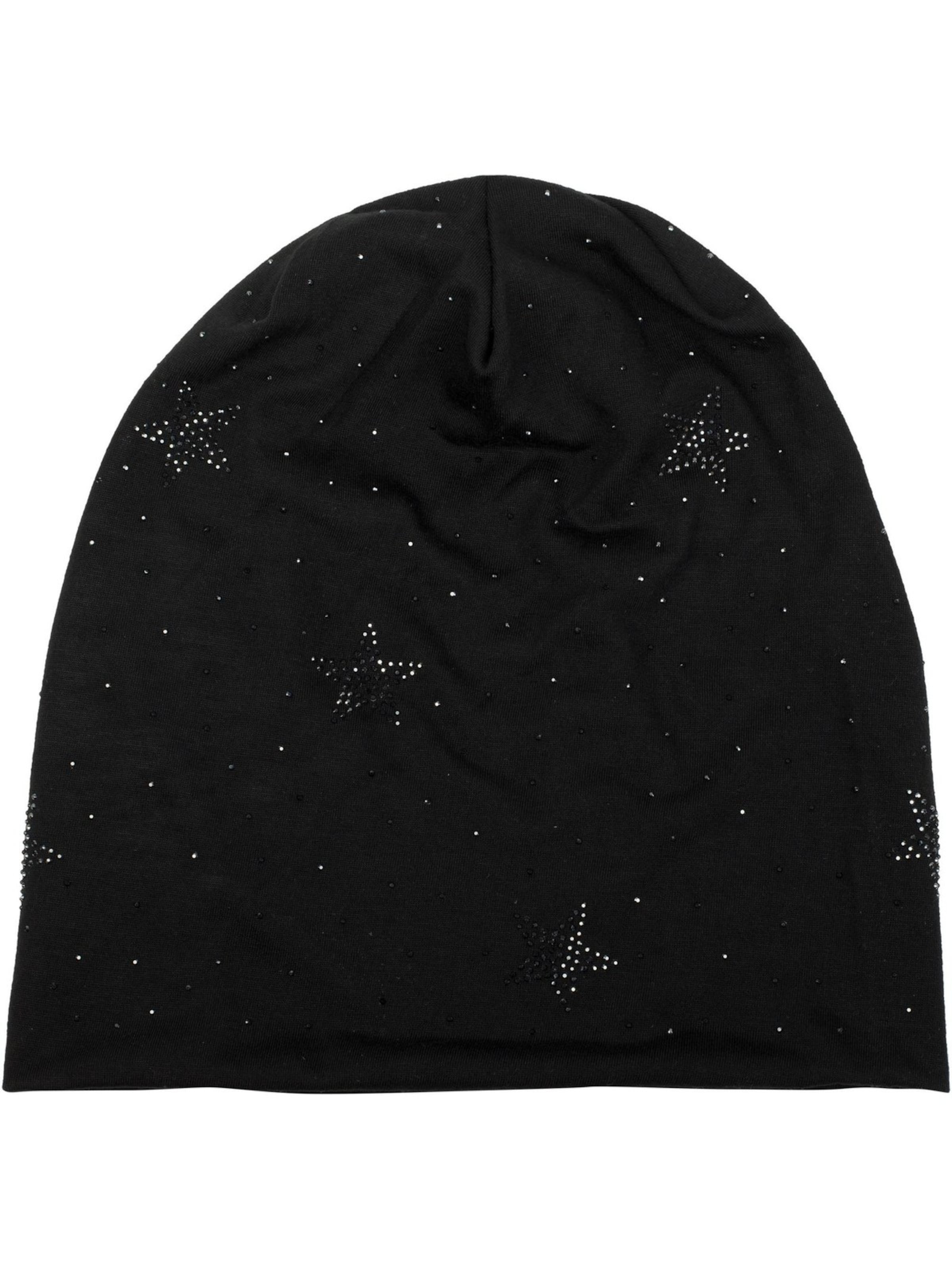 styleBREAKER Mütze 'Beanie mit Strass Sterne'‌‌‌‌‌‌ in Schwarz