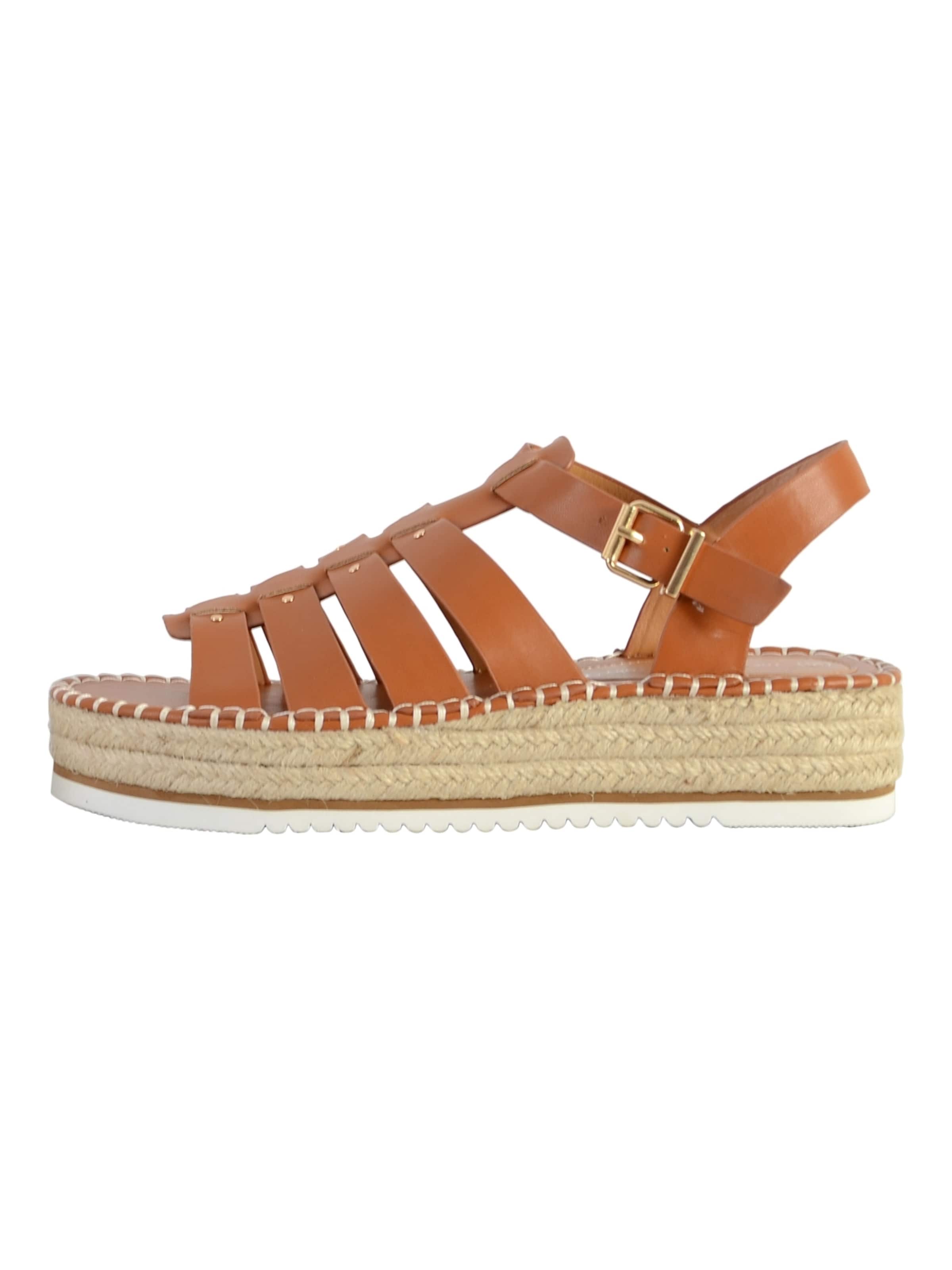 The Divine Factory Sandale 'Sandalen mit Keilabsatz'‌‌‌‌‌‌‌‌‌ in Beige: Vorderseite