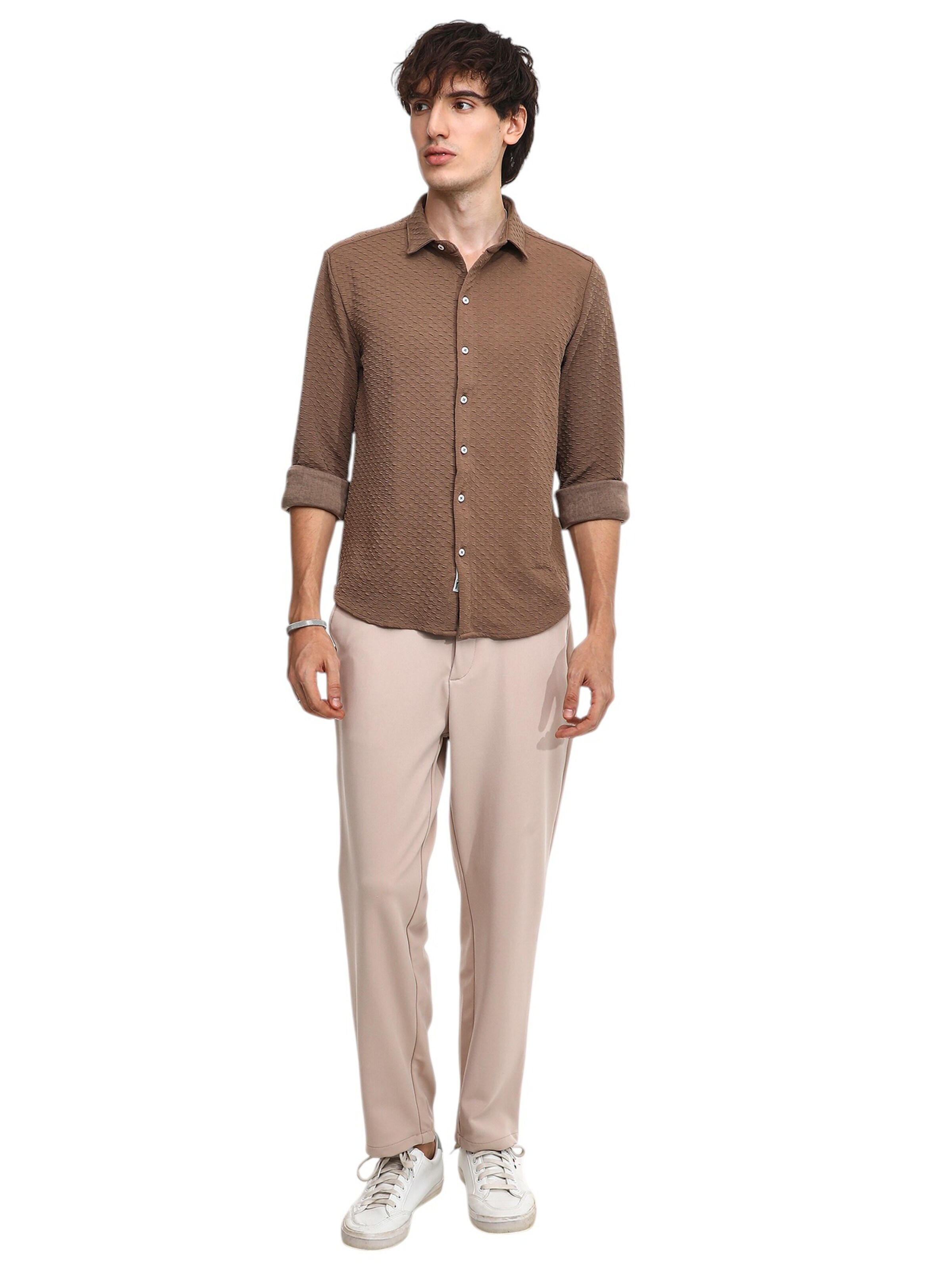 Campus Sutra Regular Fit Hemd 'Yannic' in Braun