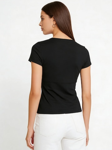 MEETWEE Shirt 'V-neck slim fit black' in Black