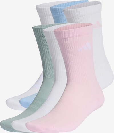 Sportinės kojinės 'Ess' iš ADIDAS PERFORMANCE, spalva – šviesiai mėlyna / šviesiai žalia / rožių spalva / balta, Prekių apžvalga
