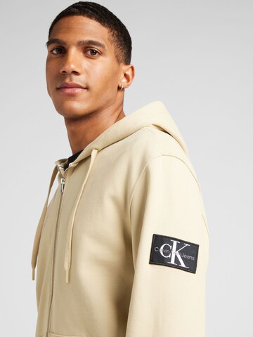 Calvin Klein Jeans Regular Zip-Up Hoodie in Beige