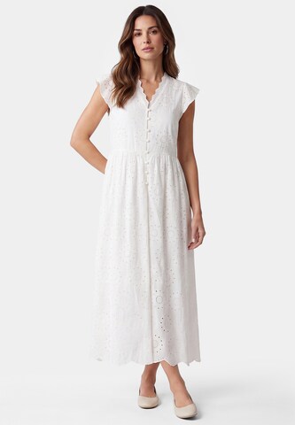 Usha - Vestidos camiseiros em bege: frente