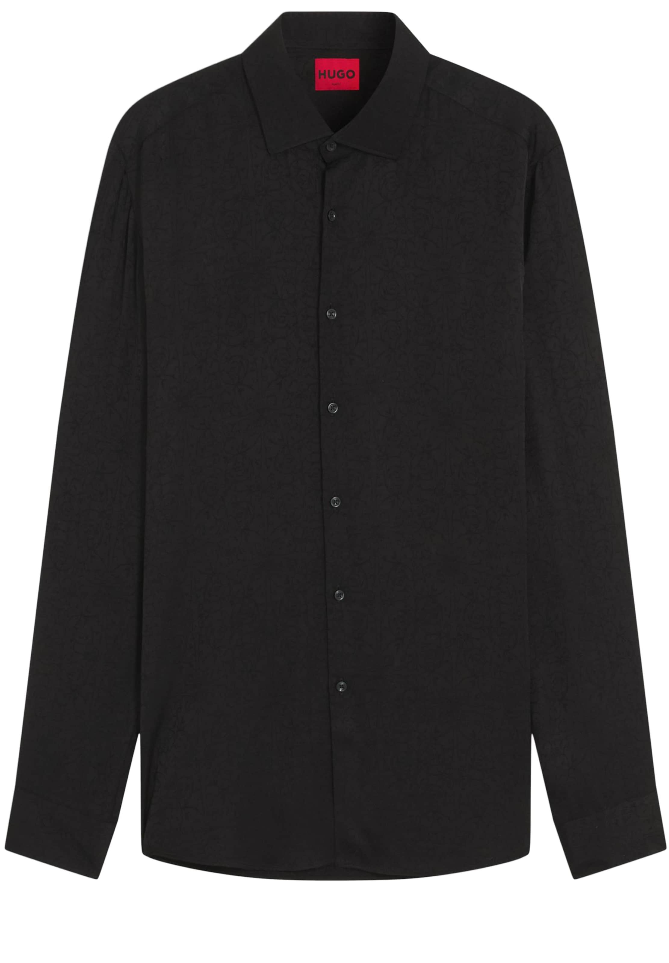 HUGO Regular fit Button Up Shirt in Black: front