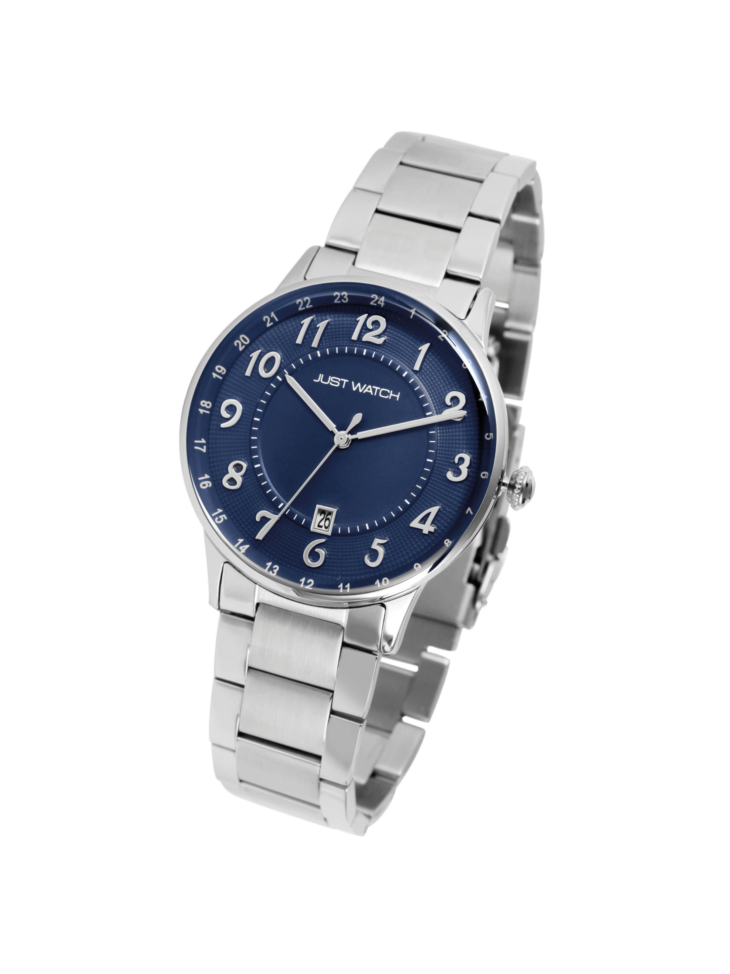 Just Watch Analog Watch 'Lieran, Datumsanzeige' in Silver: front