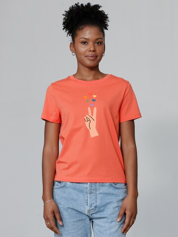 Maglietta ' Spread Love ' di Watapparel in arancione: frontale