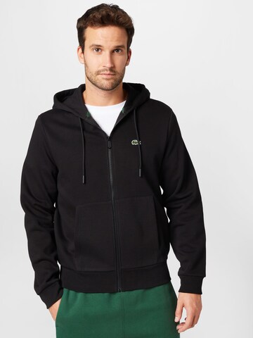 LACOSTE Zip-Up Hoodie in Black: front