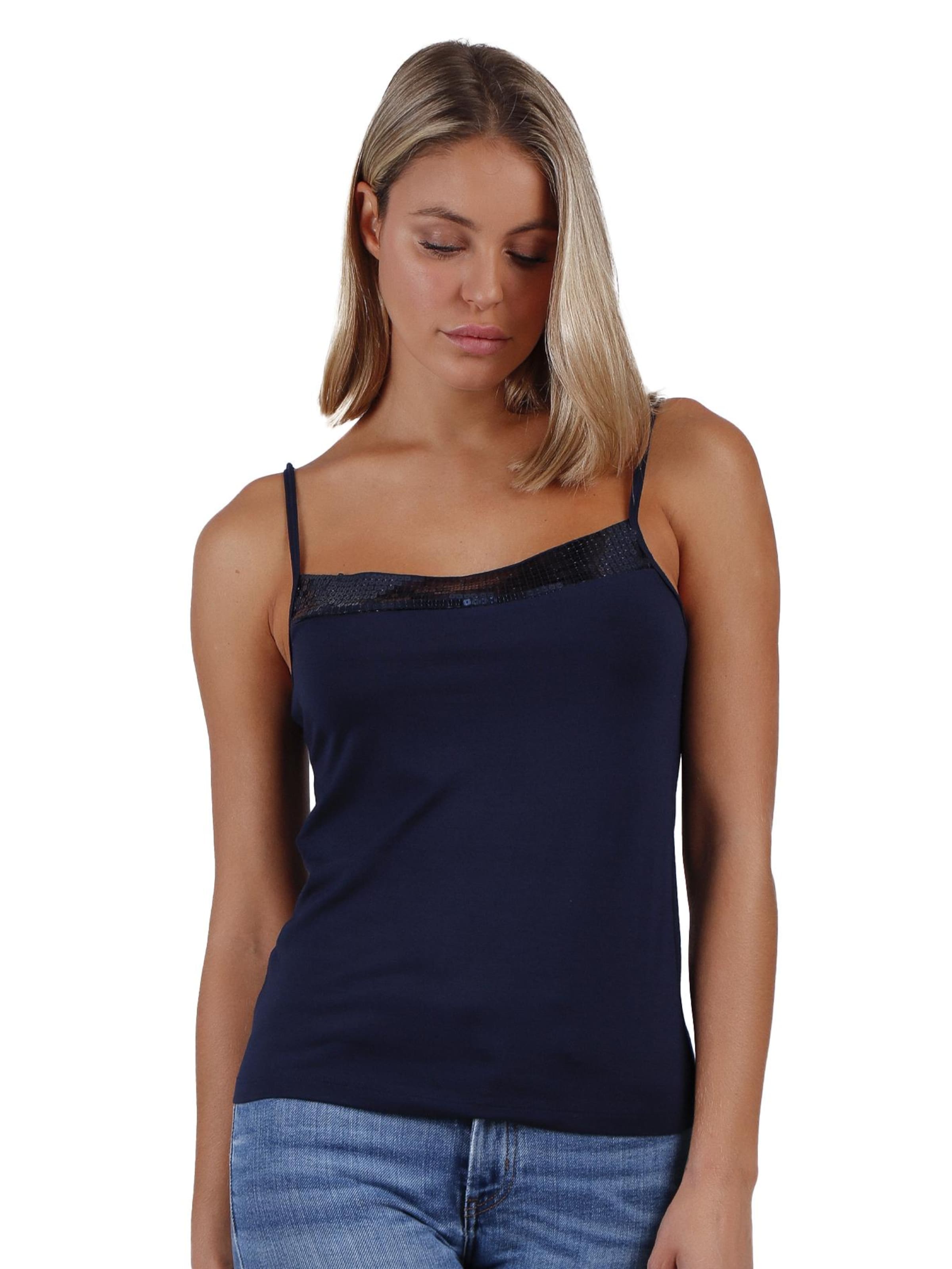 admas - Top 'ADMAS Camiseta Tirante Escote Lentejuelas para Mujer' en azul: frente