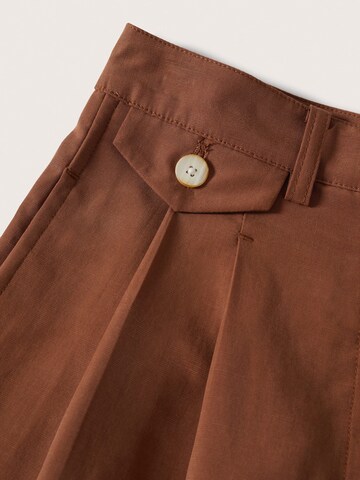 MANGO Regular Pleat-Front Pants 'Jimmy' in Brown