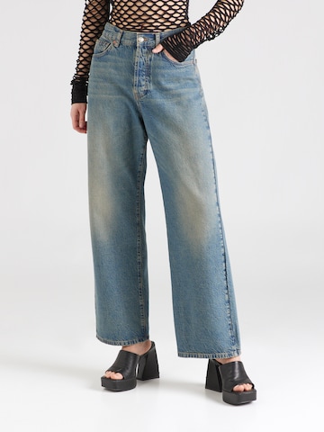 Wide leg Jeans de la TOPSHOP pe albastru: față