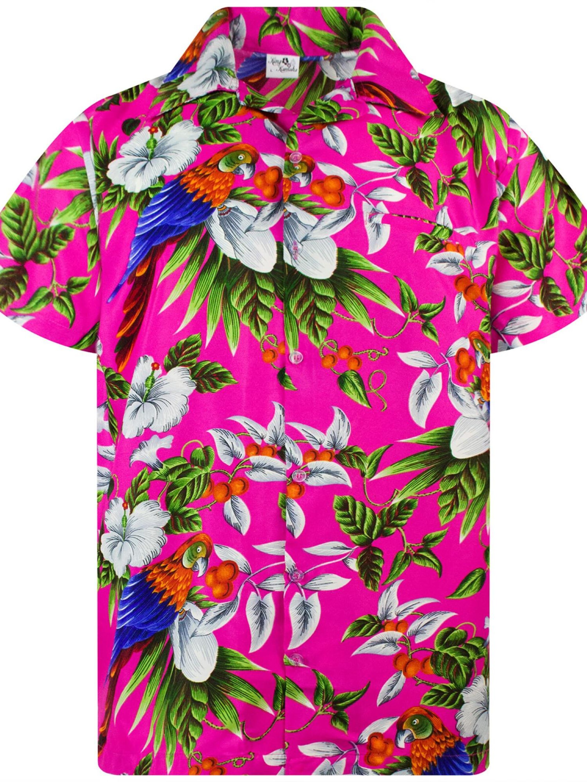 King Kameha Shirt 'Cherryparrot'‌‌‌‌‌‌‌ in Pink: Vorderseite