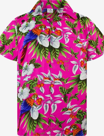 King Kameha Shirt 'Cherryparrot' in Pink: front