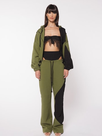 CACTUS THE BRAND Суичъри с качулка 'Sudadera con capucha con cordón, cremallera y hombros caídos, Verde helecho/Negro, Talla S' в зелено