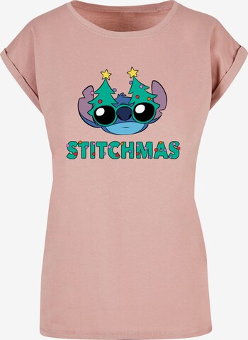 T-shirt 'Lilo And Stitch - Stitchmas Glasses' ABSOLUTE CULT en rose : devant