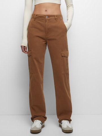 Pull&Bear Wide leg Cargojeans in Bruin