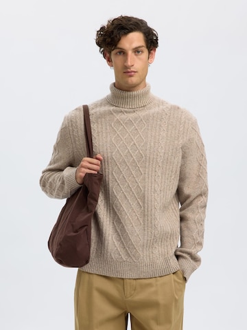 Pull-over SELECTED en beige : devant