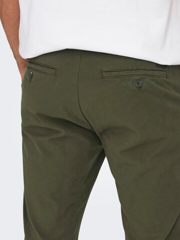 Only & Sons Regular Chino Pants 'ONSFree' in Green