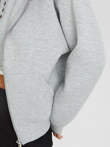 Bershka Zip-Up Hoodie in Grey