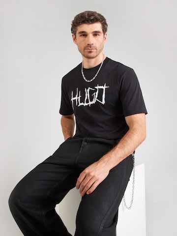 HUGO Тениска 'Namerix' в черно: отпред