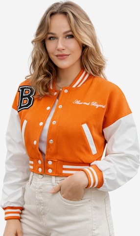 Worldclassca Between-Season Jacket 'Crop College Bomber Jacket' in Orange: front