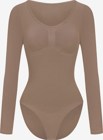 Body modellante 'Bodysuit Sculpting Shapewear Longsleeve mit Slip' di cfab in marrone: frontale