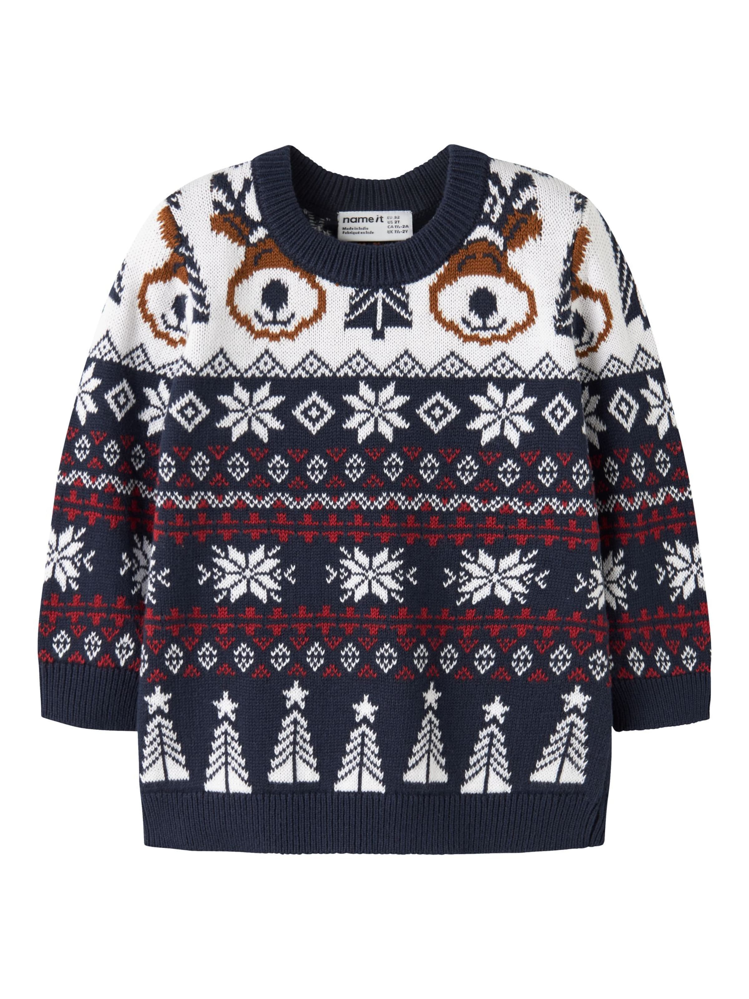 NAME IT Trui in 86 in de kleur Donkerblauw / Bruin / Rood / Wit, Productweergave