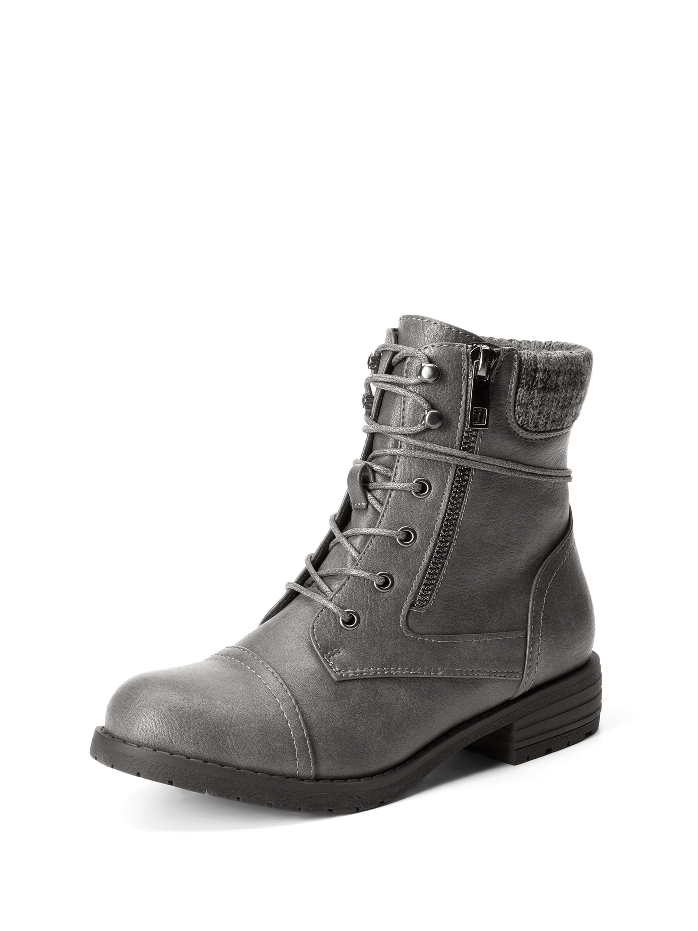 Dream Pairs Lace-Up Ankle Boots in Grey: front
