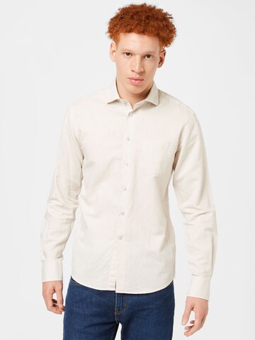 Bruun & Stengade Slim fit Button Up Shirt 'Ricciardo' in Beige: front