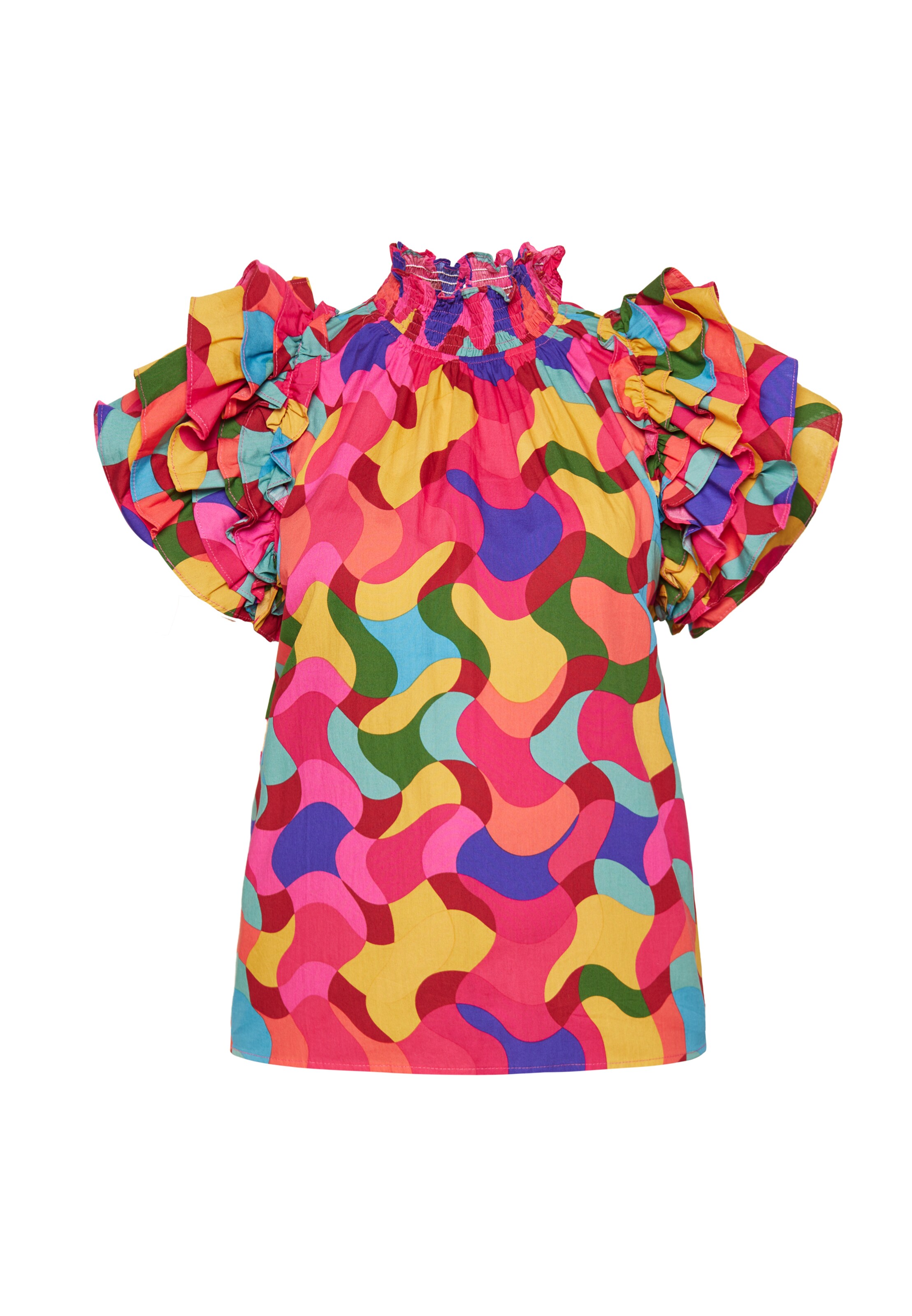 FELIPA Blusa 'Fashion Look' em azul / verde / laranja / rosa, Vista do artigo