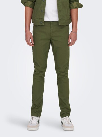 Regular Pantalon 'Loom' Only & Sons en vert : devant