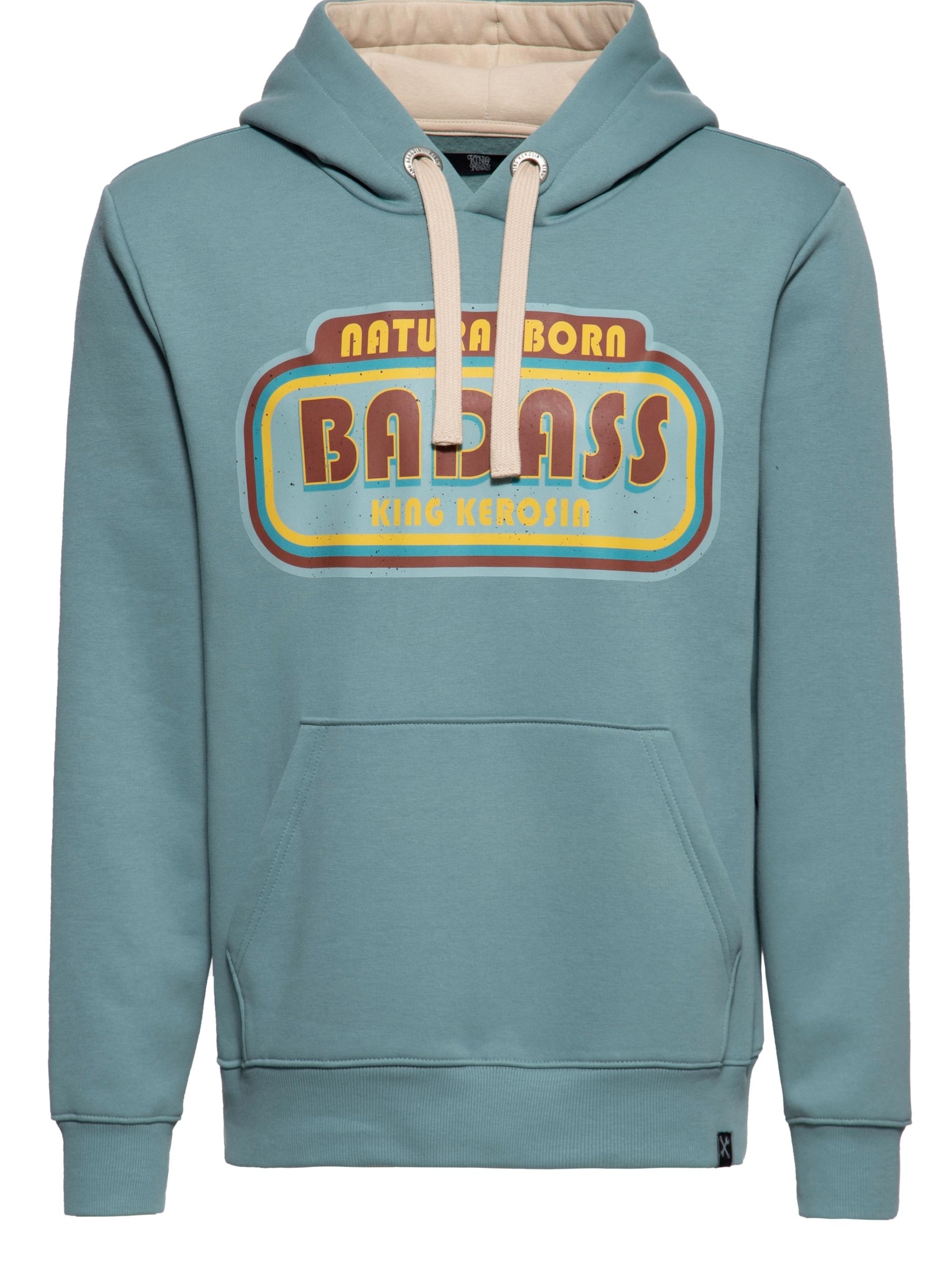 King Kerosin Sweater 'Natural Born Badass' in Green: front
