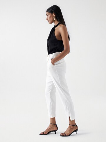Salsa Jeans Slimfit Bundfaltenhose in Beige