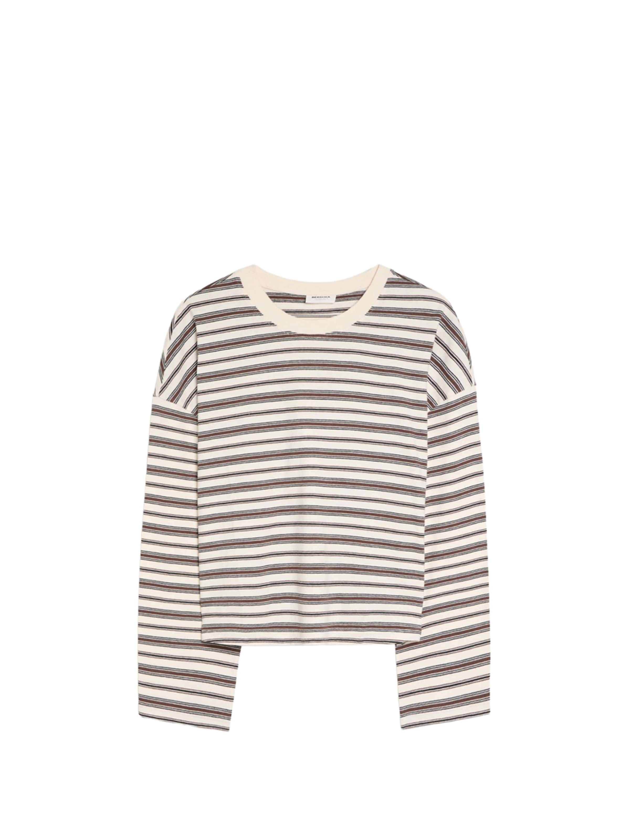 Bershka T-shirt en XS en crème / chocolat / noir, Vue avec produit