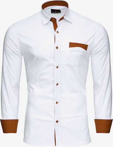 Reslad Button Up Shirt 'Hemd Two-Tone' in White: front