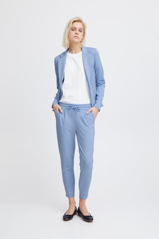 ICHI Slim fit Pleat-Front Pants 'KATE' in Blue