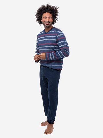 Ammann Long Pajamas 'Night & Home Cotton' in Blue