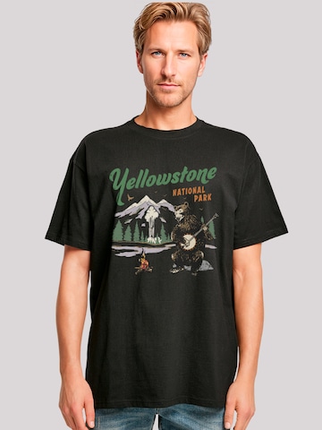 T-Shirt 'US National Parks Yellowstone Bear Playing Banjo' F4NT4STIC en noir : devant
