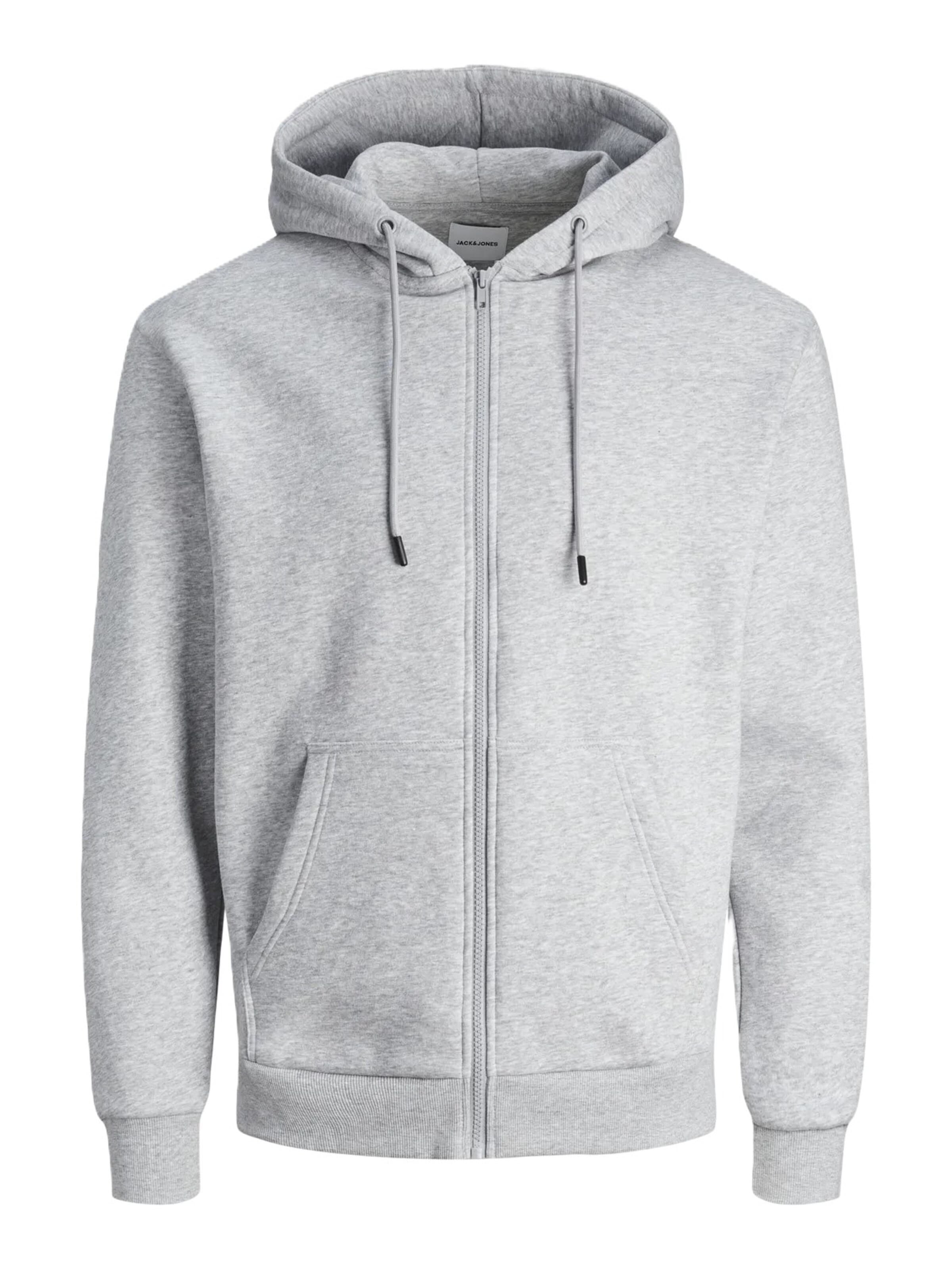 JACK & JONES Sweatjacke 'JJEBRADLEY'‌‌ in Grau: Vorderseite