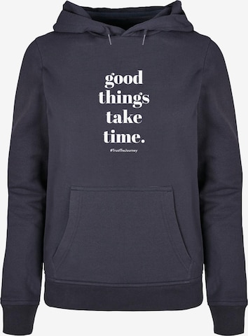 Merchcode Sweatshirt 'Good Things Take Time' in Blue: front