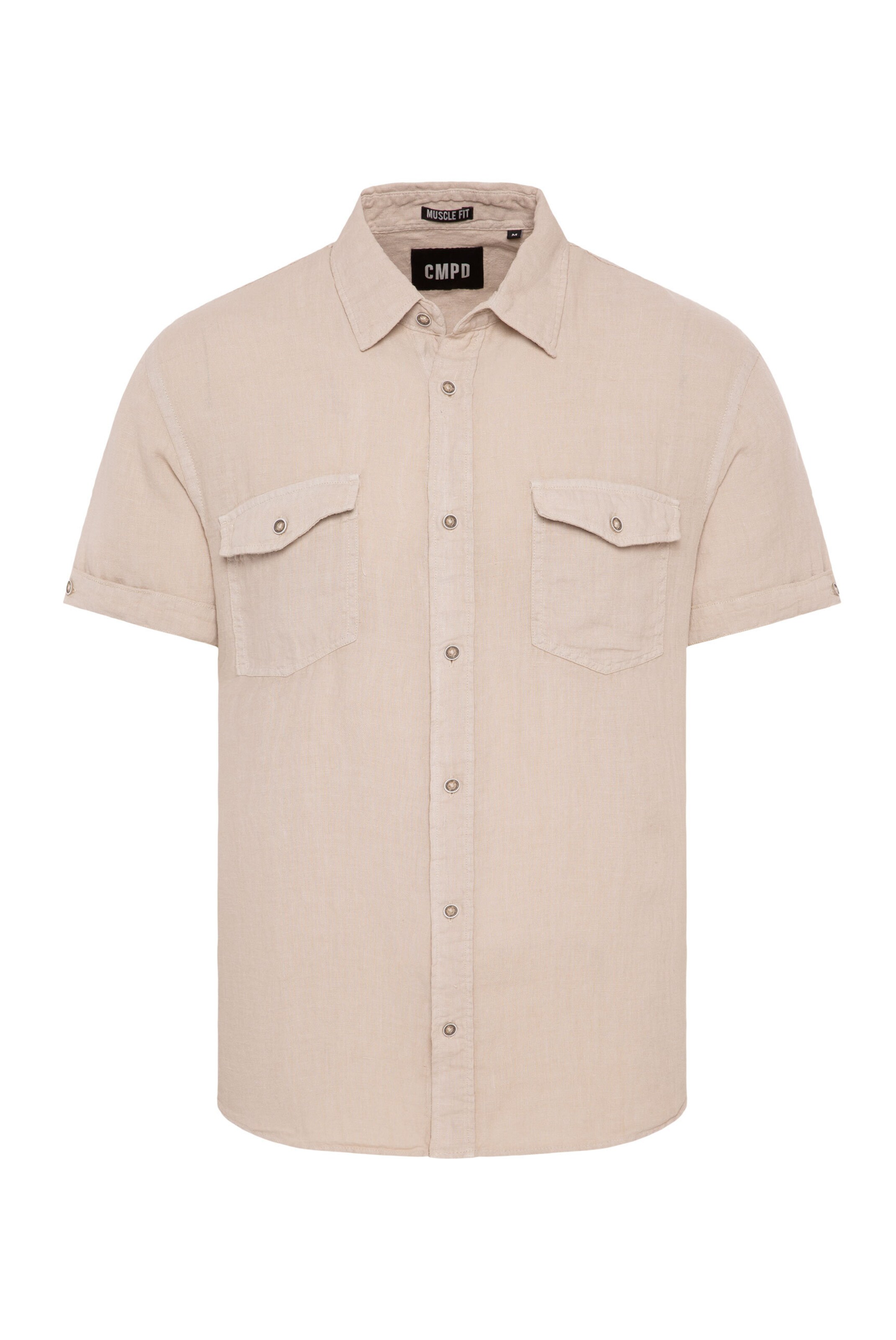 CMPD Slim fit Button Up Shirt in Beige: front