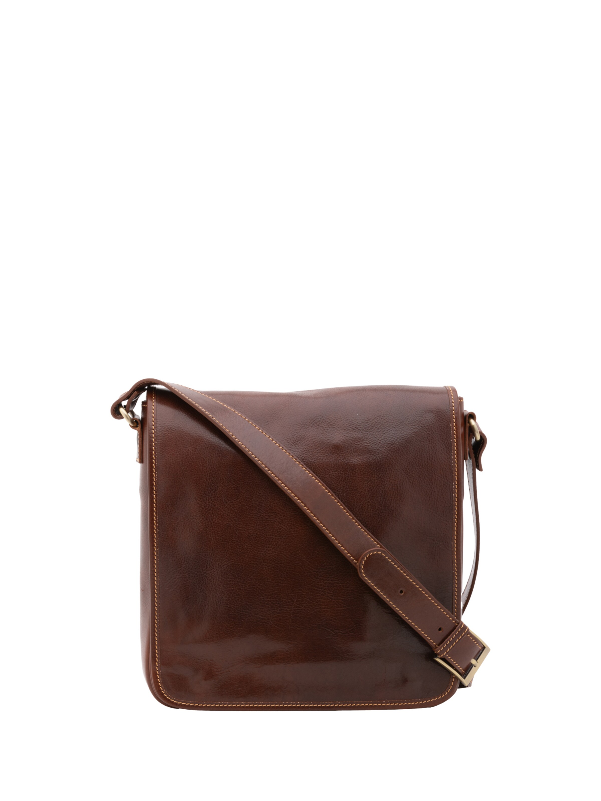 Borsa a tracolla 'Borsa a tracolla uomo vera pelle con chiusura magnetica - Made in Italy' di I Fratelli in marrone: frontale