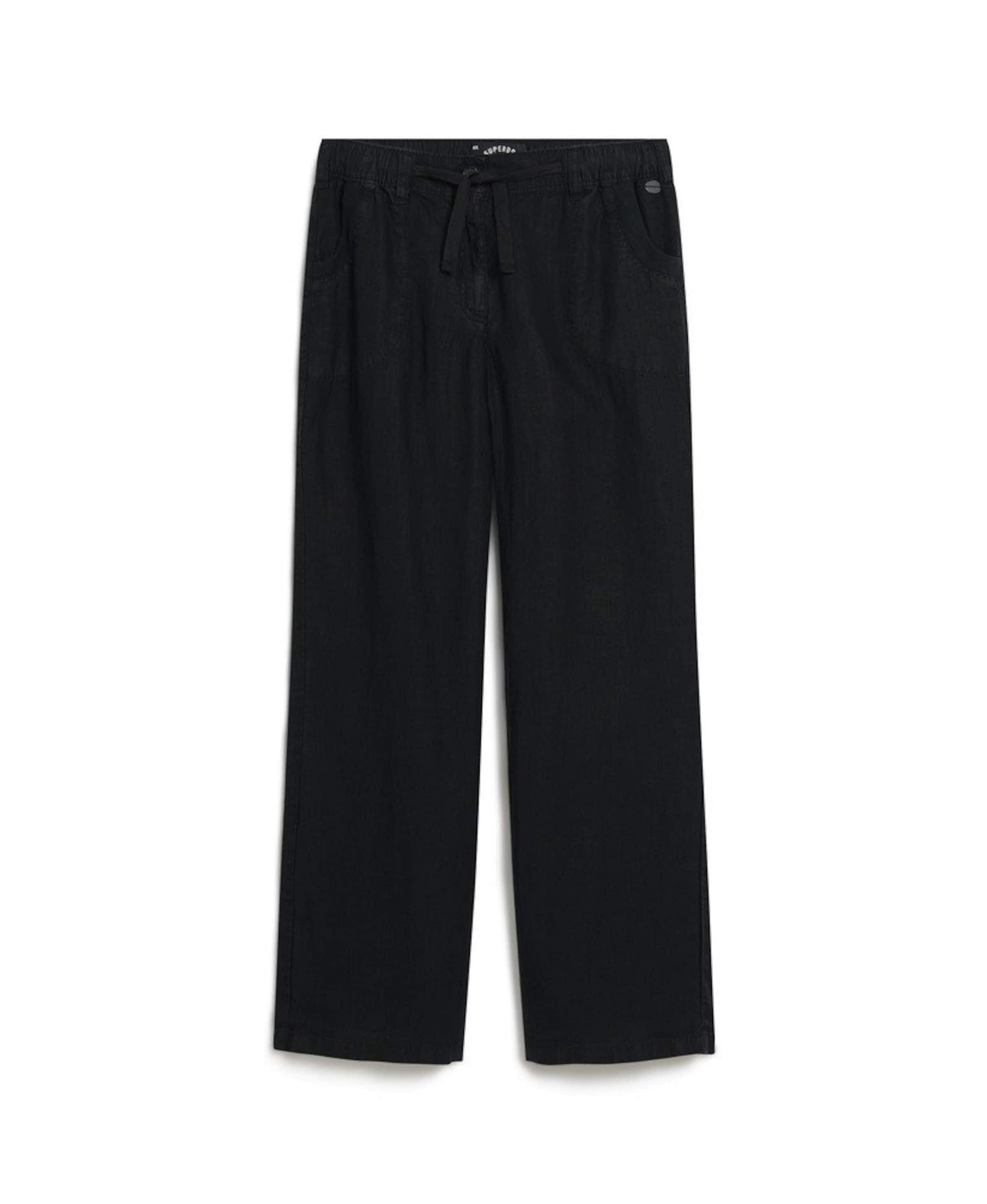 Superdry Wide leg Broek in Zwart: voorkant