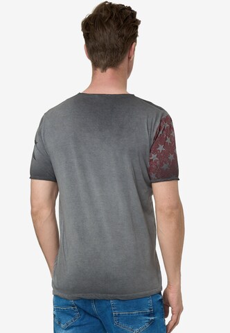Rusty Neal Cooles T-Shirt mit V-Ausschnitt in Grau
