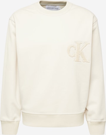 Sweat-shirt 'Chenille' Calvin Klein Jeans en beige : devant