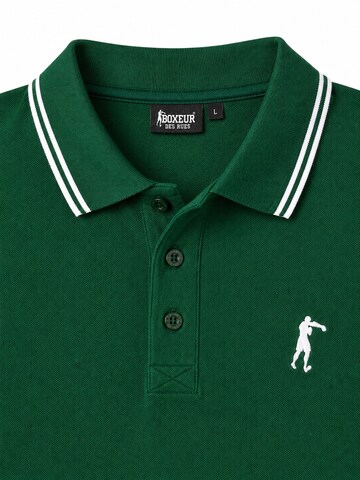 T-Shirt 'Herren Poloshirt Regular Boxeur des Rues aus Piqué-Baumwolle, Grün, Weiße Streifen' Boxeur des Rues en vert