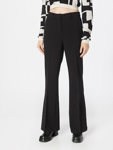 NÜMPH Flared Pleated Pants in Black: front