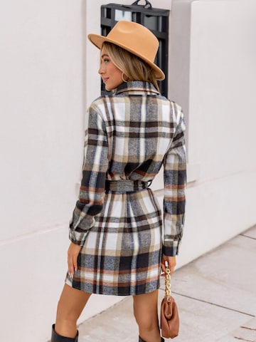Cupshe - Vestidos camiseiros 'Plaid Collared Long Sleeve' em preto